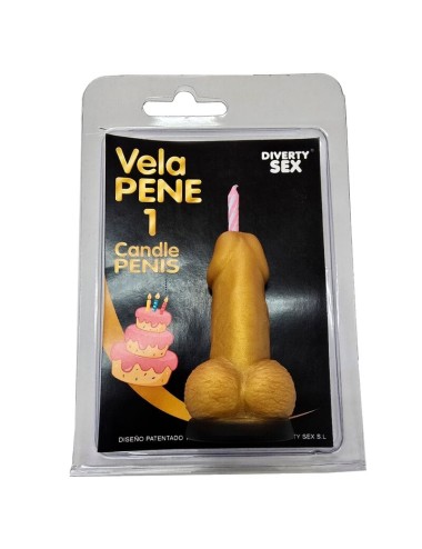 DIABLO PICANTE - CANDELA A FORMA DI PENE NELLA FORMA DEL NUMERO 1 COLORE ORO