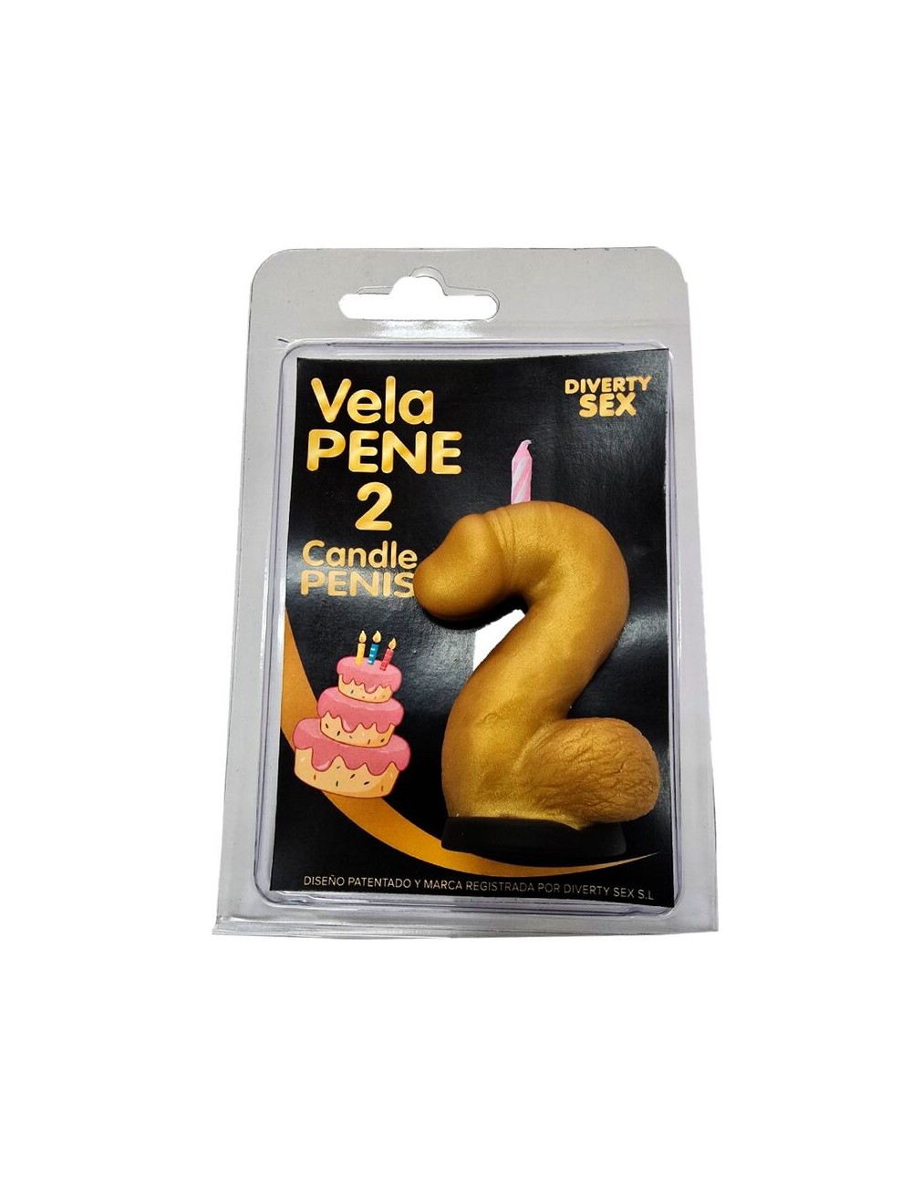 DIABLO PICANTE - CANDELA A FORMA DI PENE NELLA FORMA DEL NUMERO 2 COLORE ORO