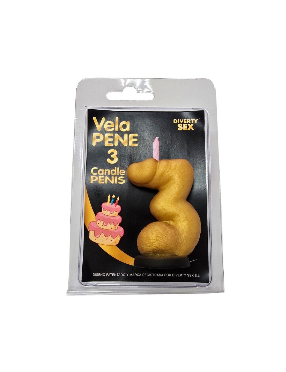DIABLO PICANTE - CANDELA A FORMA DI PENE A FORMA DI NUMERO 3 COLORE ORO
