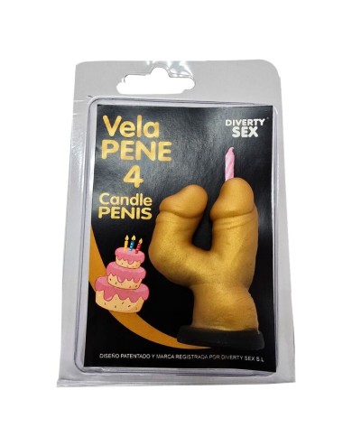 DIABLO PICANTE - CANDELA A FORMA DI PENE NELLA FORMA DEL NUMERO 4 COLORE ORO