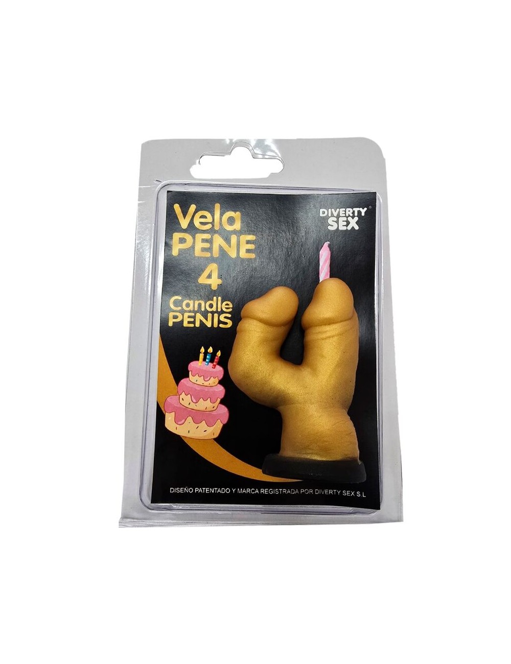 DIABLO PICANTE - CANDELA A FORMA DI PENE NELLA FORMA DEL NUMERO 4 COLORE ORO