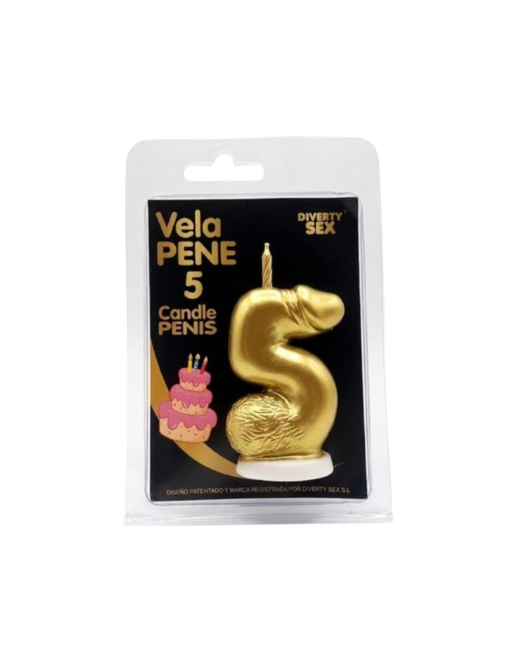 DIABLO PICANTE - CANDELA A FORMA DI PENE A FORMA DI NUMERO 5 COLORE ORO