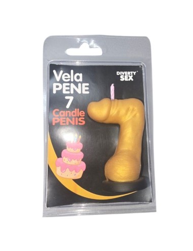 DIABLO PICANTE - CANDELA A FORMA DI PENE NELLA FORMA DEL NUMERO 7 COLORE ORO