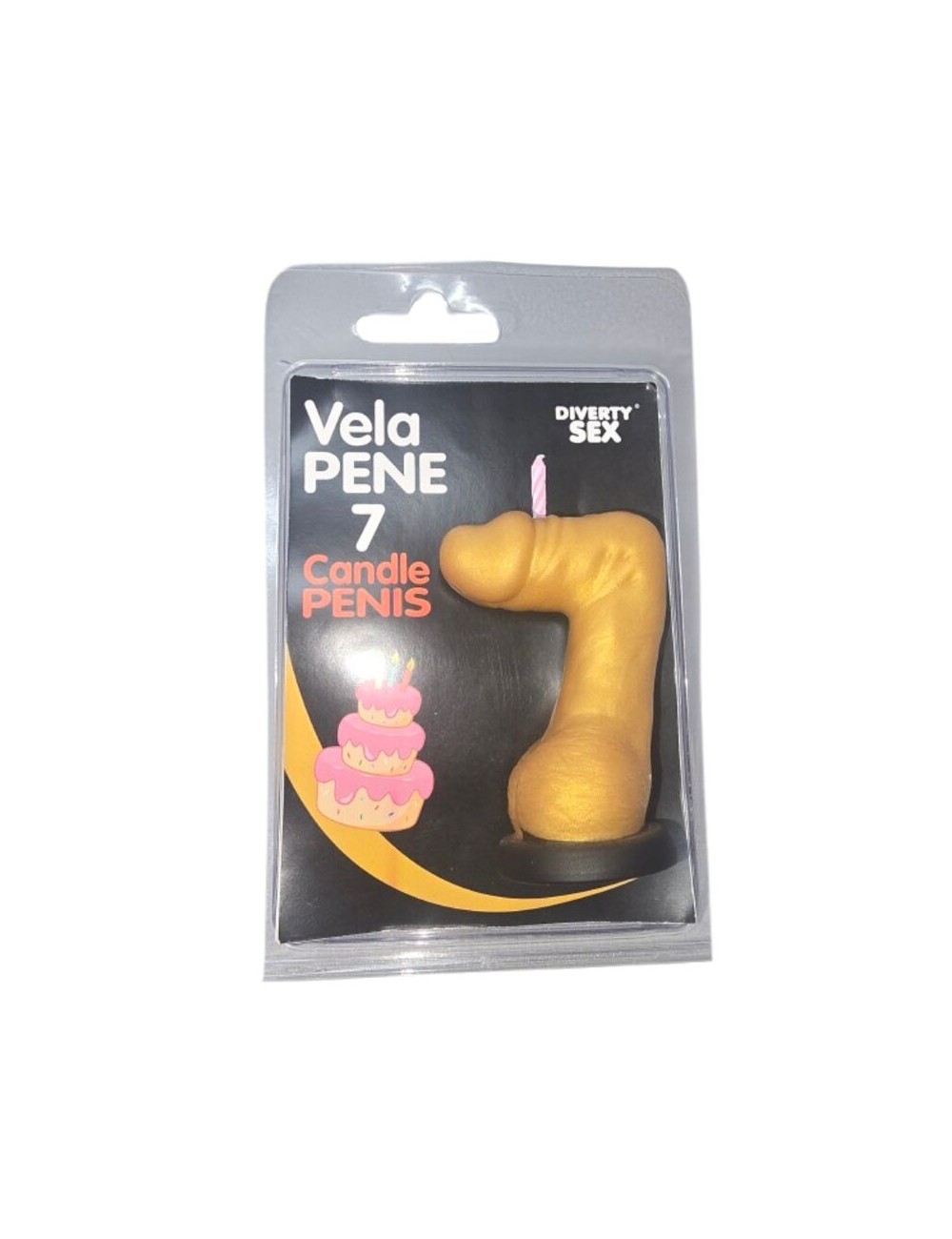 DIABLO PICANTE - CANDELA A FORMA DI PENE NELLA FORMA DEL NUMERO 7 COLORE ORO