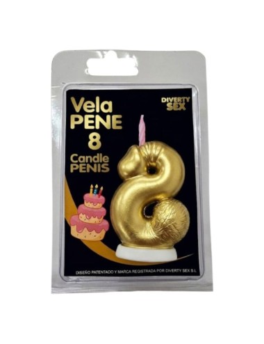 DIABLO PICANTE - CANDELA A FORMA DI PENE A FORMA DI NUMERO 8 COLORE ORO