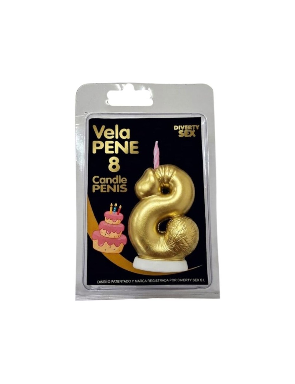 DIABLO PICANTE - CANDELA A FORMA DI PENE A FORMA DI NUMERO 8 COLORE ORO
