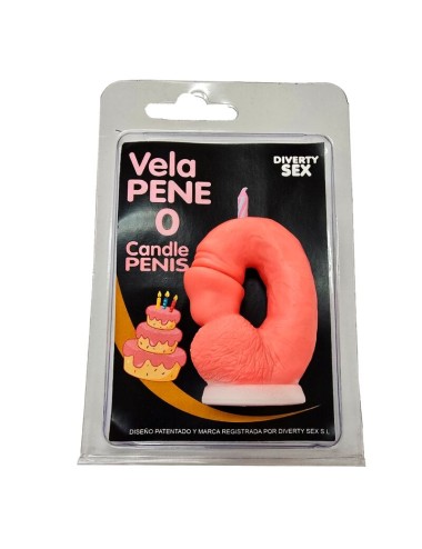 DIABLO PICANTE - CANDELA A FORMA DI PENE A FORMA DI NUMERO 0 COLORE ROSA