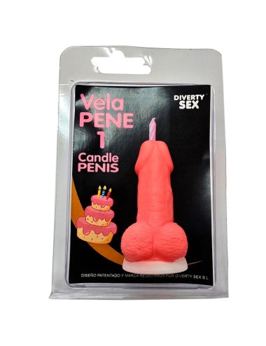 DIABLO PICANTE - CANDELA A FORMA DI PENE A FORMA DI NUMERO 1 COLORE ROSA