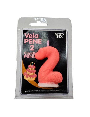 DIABLO PICANTE - CANDELA A FORMA DI PENE A FORMA DI NUMERO 2 COLORE ROSA