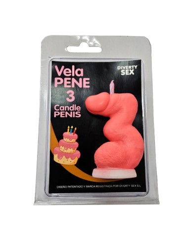 DIABLO PICANTE - CANDELA A FORMA DI PENE A FORMA DI NUMERO 3 COLORE ROSA
