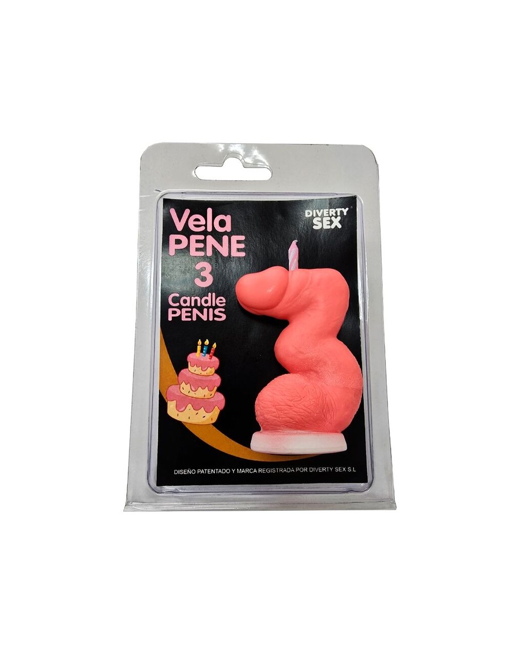DIABLO PICANTE - CANDELA A FORMA DI PENE A FORMA DI NUMERO 3 COLORE ROSA