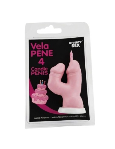DIABLO PICANTE - CANDELA A FORMA DI PENE A FORMA DI NUMERO 4 COLORE ROSA