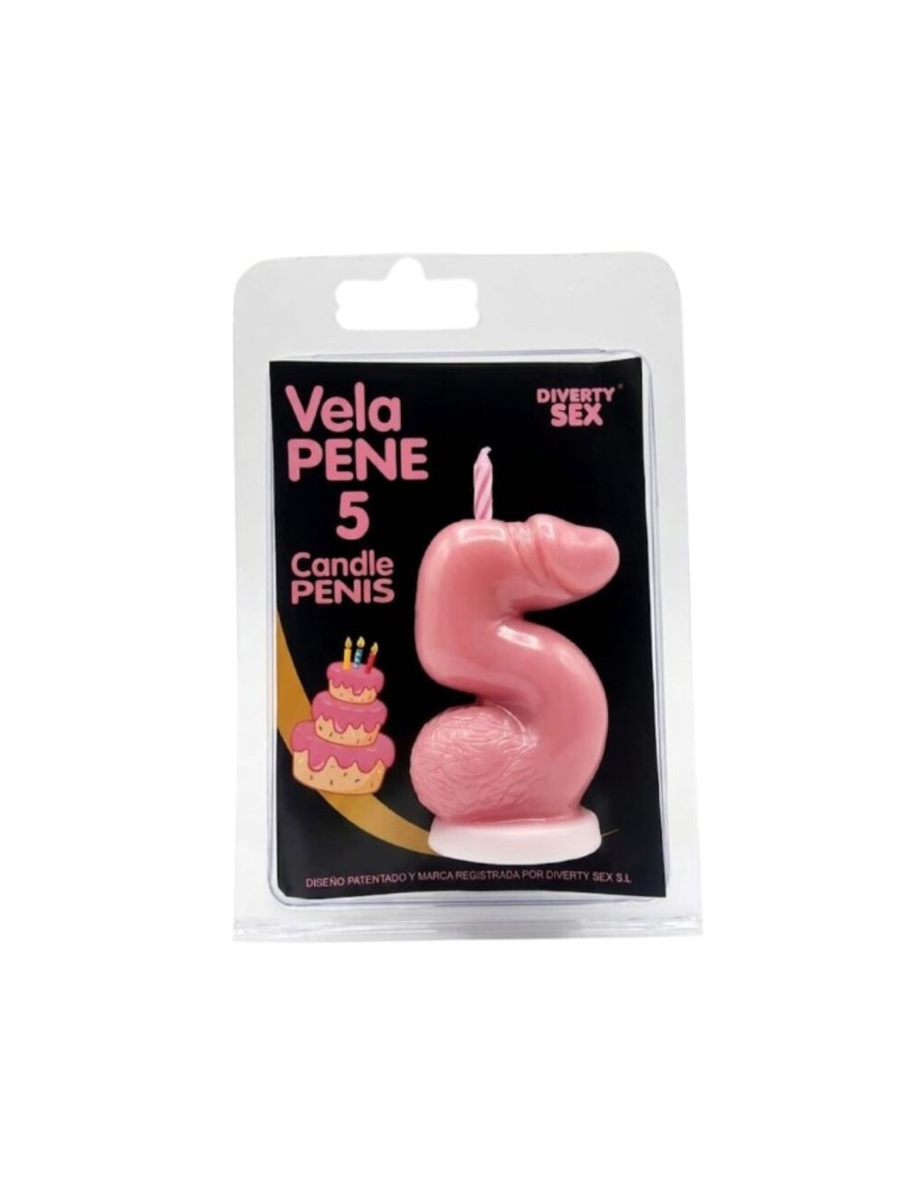 DIABLO PICANTE - CANDELA A FORMA DI PENE A FORMA DI NUMERO 5 COLORE ROSA