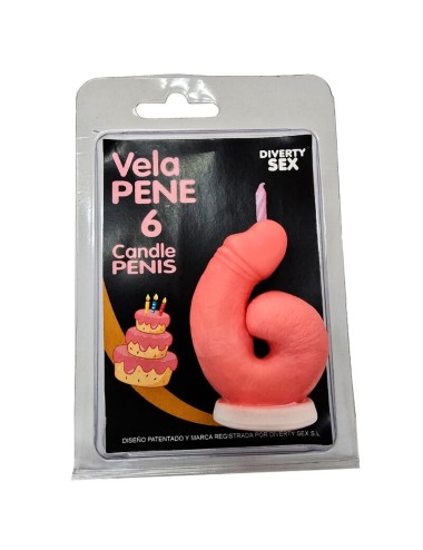 DIABLO PICANTE - CANDELA A FORMA DI PENE A FORMA DI NUMERO 6 COLORE ROSA