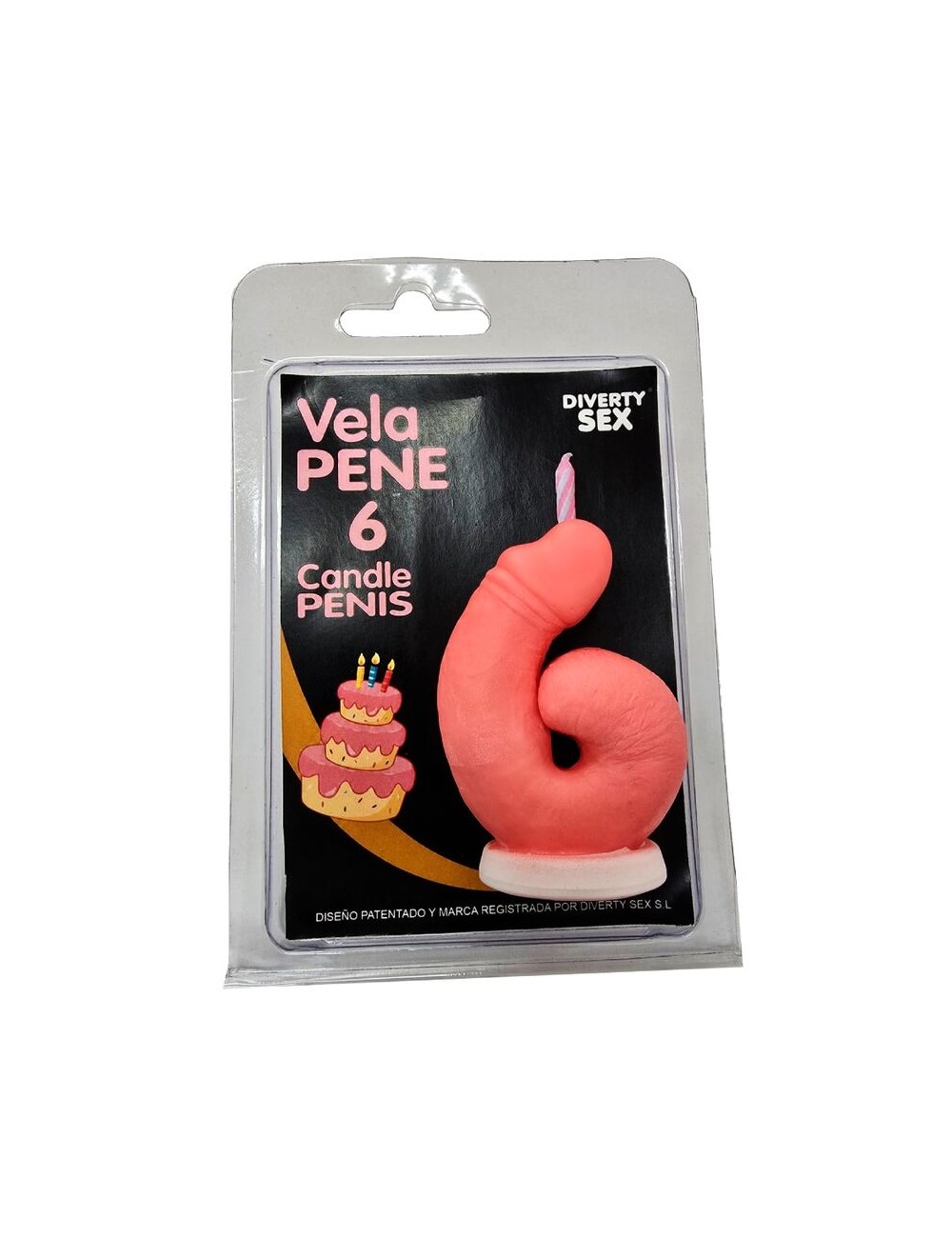 DIABLO PICANTE - CANDELA A FORMA DI PENE A FORMA DI NUMERO 6 COLORE ROSA