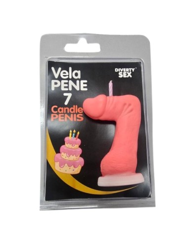 DIABLO PICANTE - CANDELA A FORMA DI PENE A FORMA DI NUMERO 7 COLORE ROSA