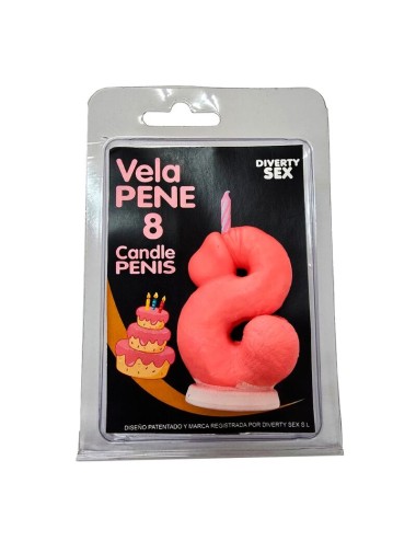 DIABLO PICANTE - CANDELA A FORMA DI PENE A FORMA DI NUMERO 8 COLORE ROSA