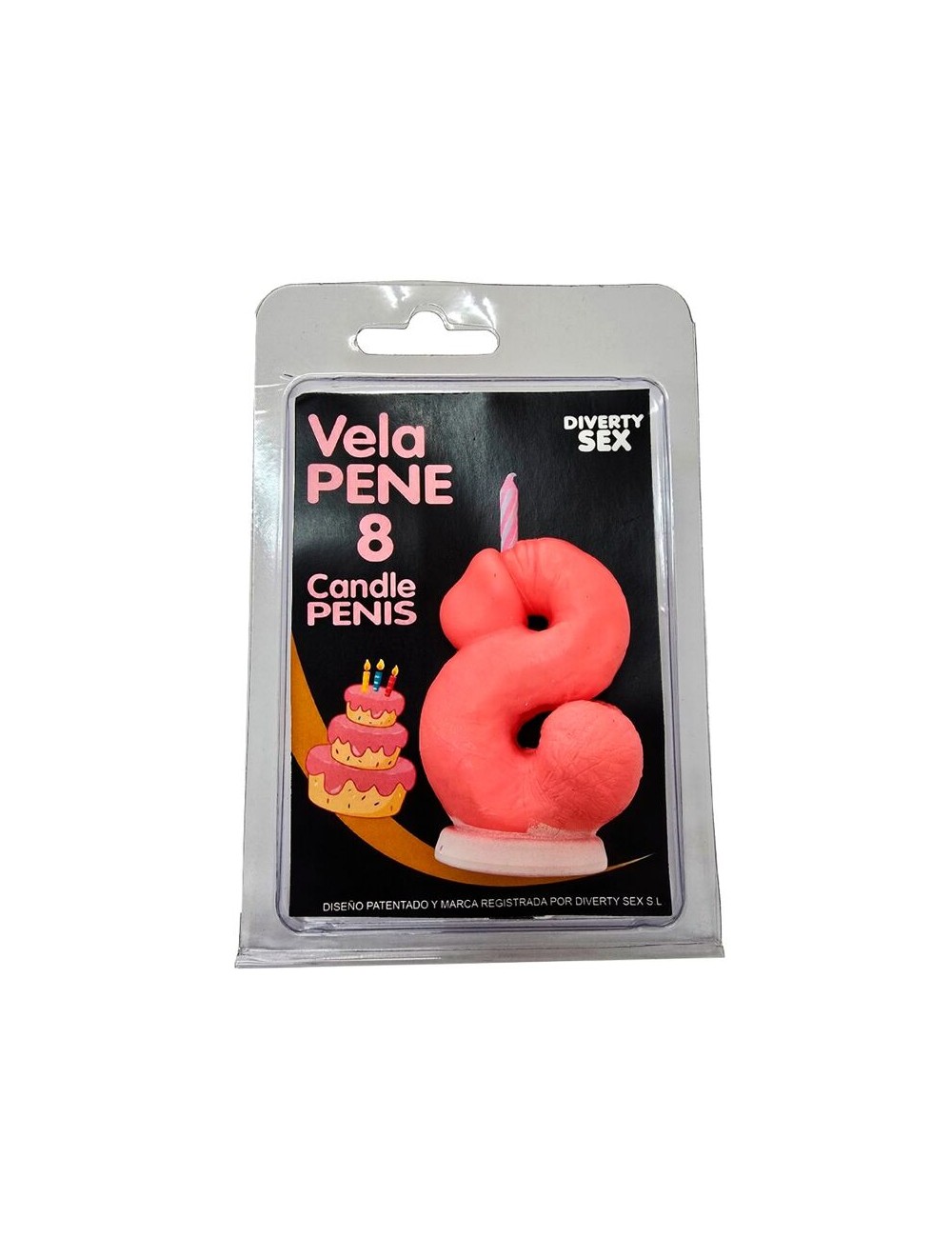 DIABLO PICANTE - CANDELA A FORMA DI PENE A FORMA DI NUMERO 8 COLORE ROSA