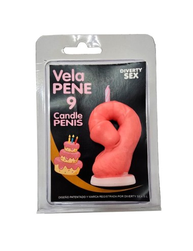 DIABLO PICANTE - CANDELA A FORMA DI PENE A FORMA DI NUMERO 9 COLORE ROSA