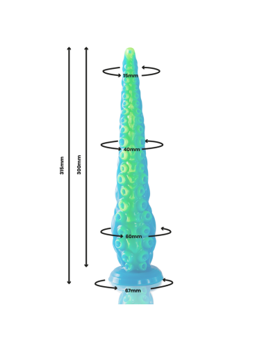 EPIC - SCYLLA DILDO CON TENTACOLI SOTTILI FLUORESCENTI, TAGLIA GRANDE