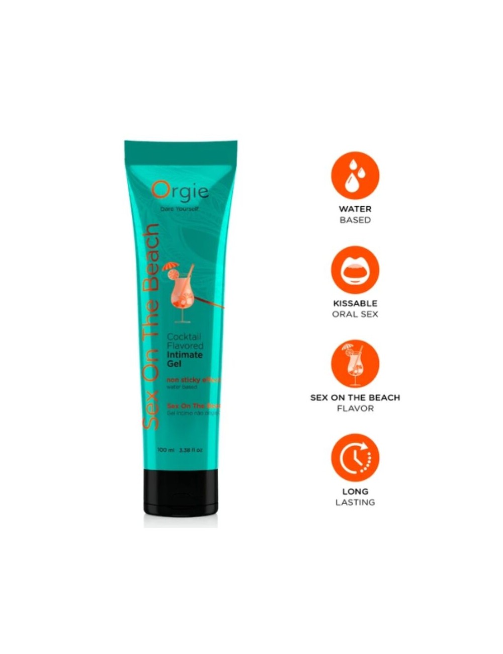 ORGIE - TUBO LUBRIFICANTE COCKTAIL SESSO IN SPIAGGIA GEL INTIMO BACIABILE A BASE DE ACQUA 100 ML