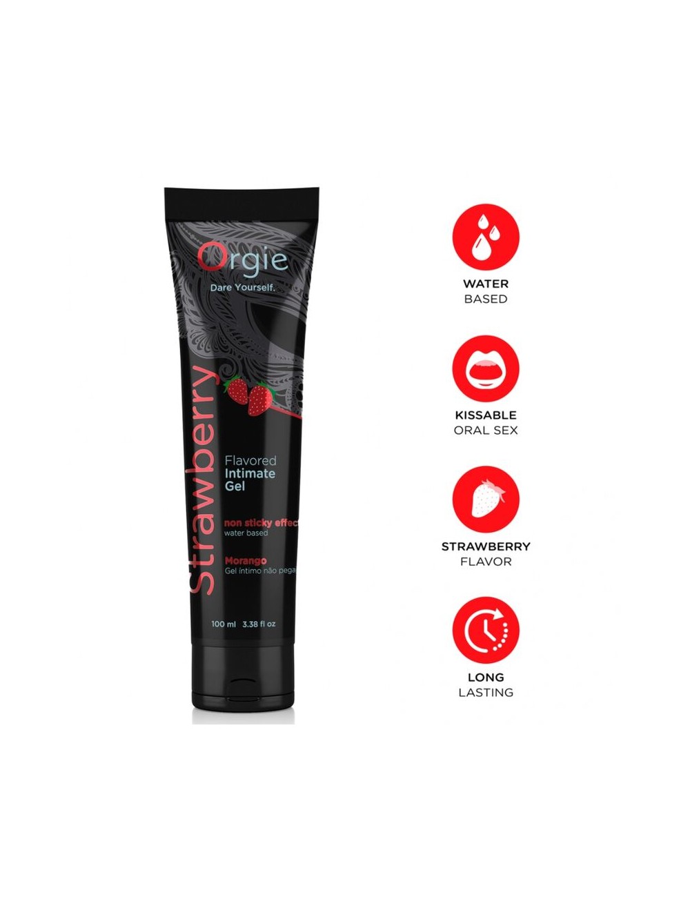 ORGIE - TUBO LUBRIFICANTE ALLA FRAGOLA BACIABILE GEL INTIMO A BASE DE ACQUA 100 ML