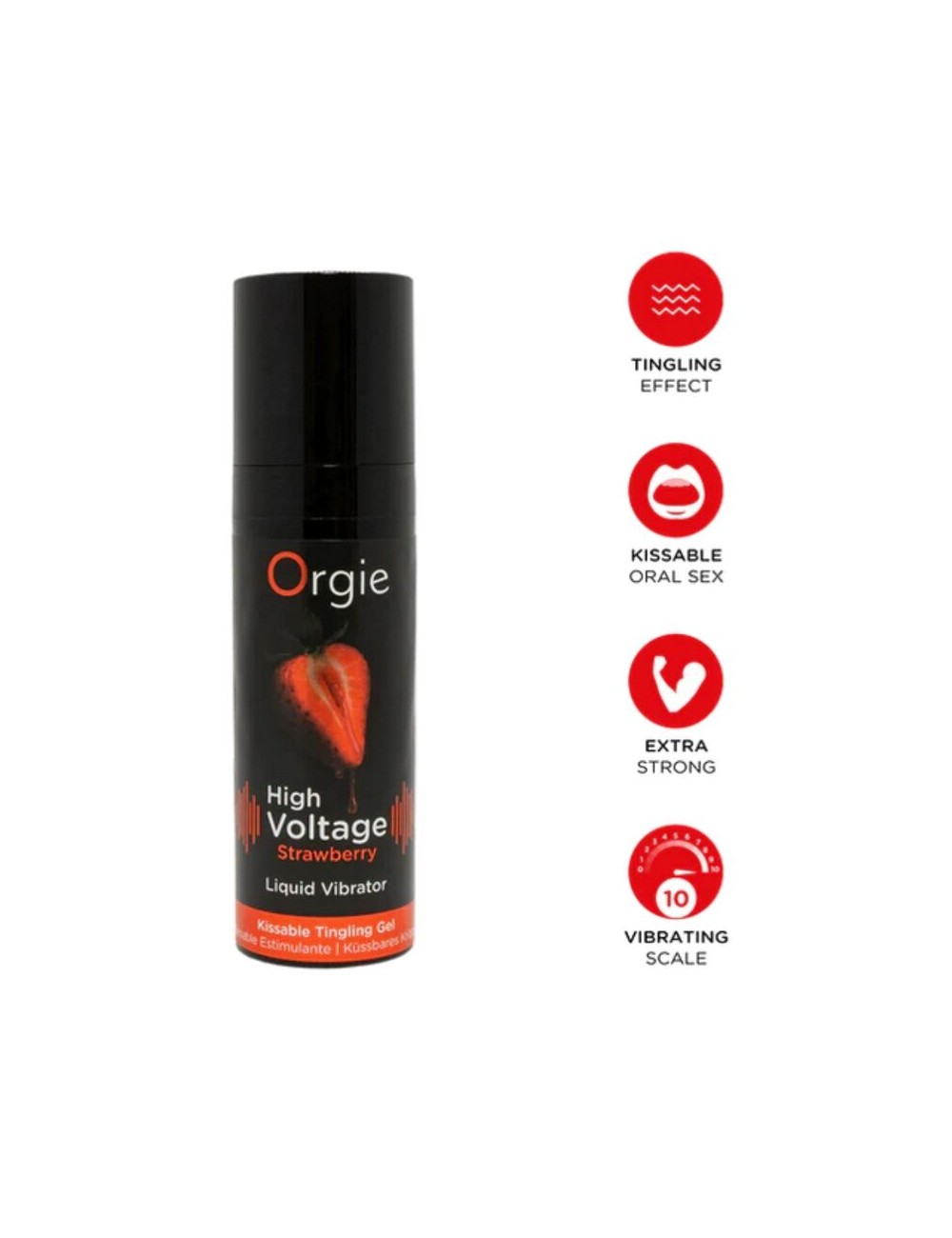 ORGIE - VIBRATORE LIQUIDO AD ALTA TENSIONE AL GUSTO DI FRAGOLA EXTRA FORTE E BACIABECILLE 15 ML