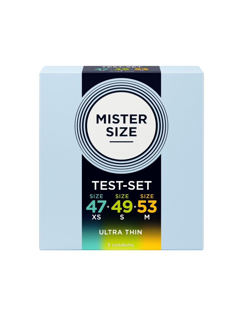 MISTER SIZE - CONFEZIONE CAMPIONE PRESERVATIVI MISURA 47-49-53 MM (3 UNITÀ)