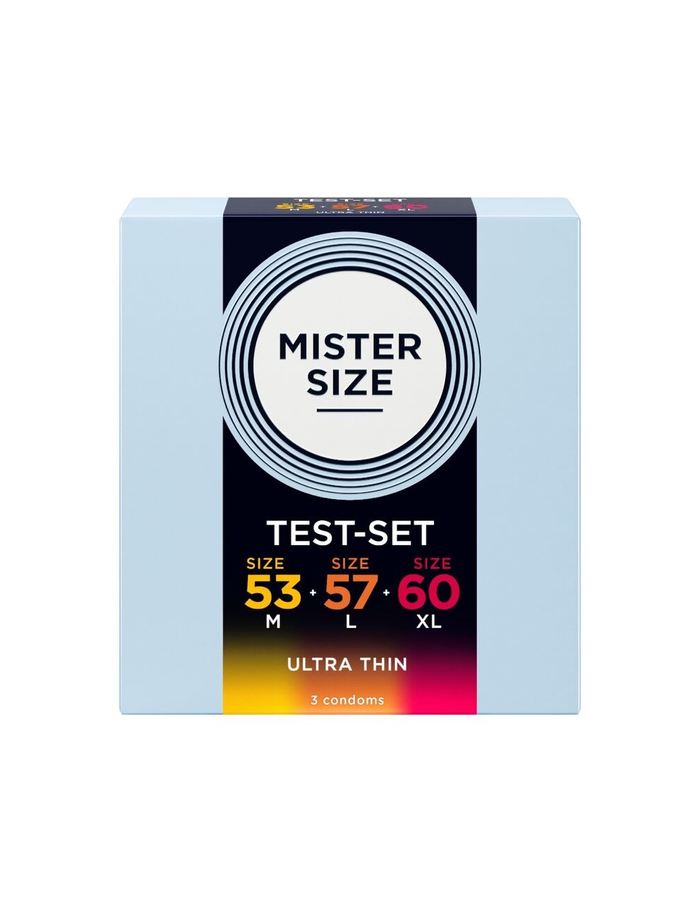 MISTER SIZE - CAMPIONE CONFEZIONE PRESERVATIVI MISURA 53-57-60 MM (3 UNITÀ)