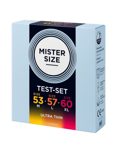 MISTER SIZE - CAMPIONE CONFEZIONE PRESERVATIVI MISURA 53-57-60 MM (3 UNITÀ)