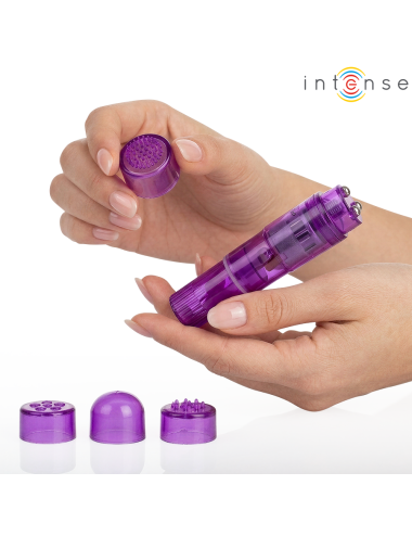 INTENSE - MINI MASSAGGIATORE KURT CON 4 TESTINE INTERCAMBIABILI VIOLA