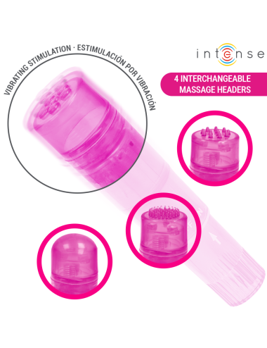 INTENSO - MINI MASSAGGIATORE KURT CON 4 TESTINE INTERCAMBIABILI ROSA