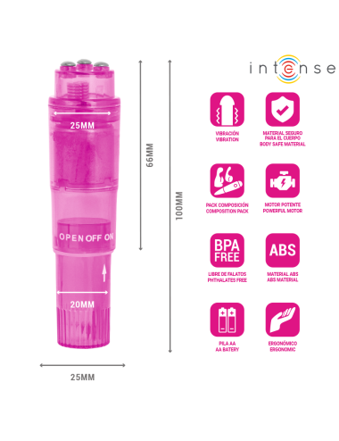 INTENSO - MINI MASSAGGIATORE KURT CON 4 TESTINE INTERCAMBIABILI ROSA