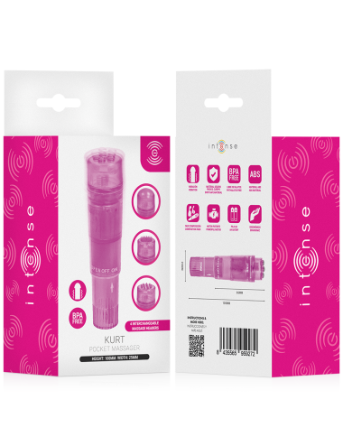 INTENSO - MINI MASSAGGIATORE KURT CON 4 TESTINE INTERCAMBIABILI ROSA