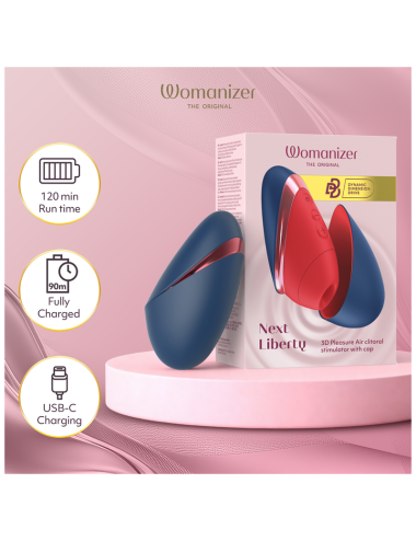 WOMANIZER - NEXT LIBERTY 3D PLEASURE AIR STIMOLATORE CLITORIDEO BLU/ROSSO