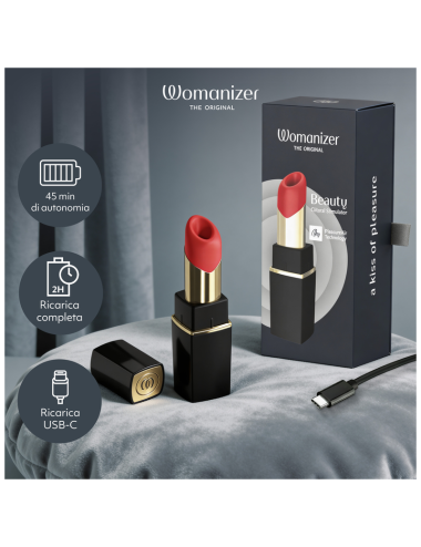 WOMANIZER - STIMOLATORE CLITORIDEO A SUCCHIATURA, 6 LIVELLI DI INTENSITÀ, NERO E ORO